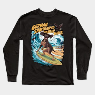 Wave Rider German Shorthaired Pointer Surfing Long Sleeve T-Shirt